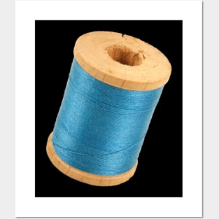 Wooden Spool of Blue Thread Posters and Art